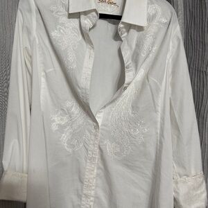 Robert Graham tailored button down shirt white size large